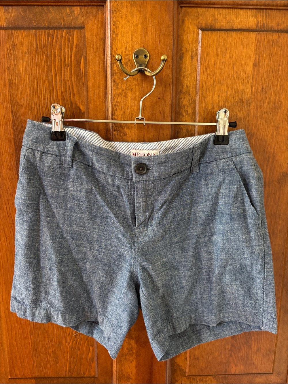Merona Slate Blue Linen-Blend Women’s Shorts, Size 2